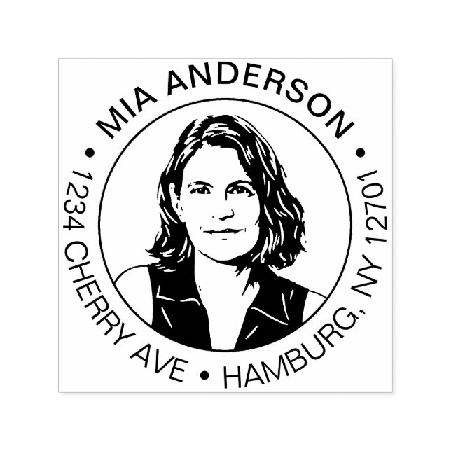 Custom Photo, Name and Return Address Self-inking Stamp (Design)