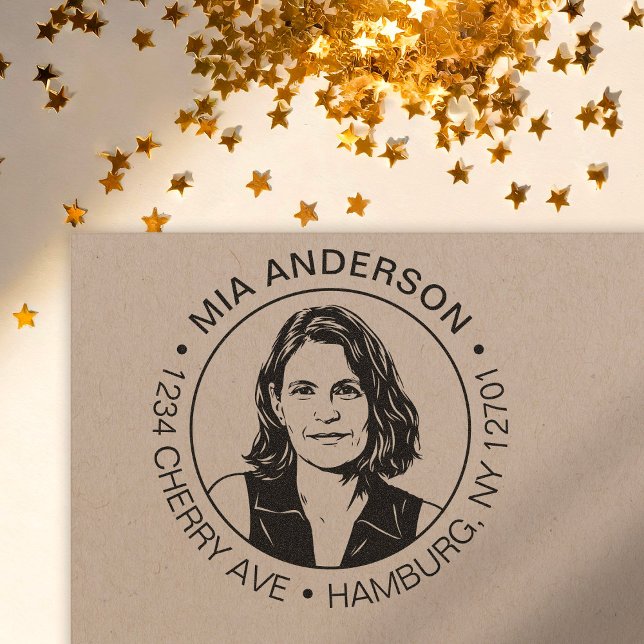 Custom Photo, Name and Return Address Self-inking Stamp (Creator Uploaded)