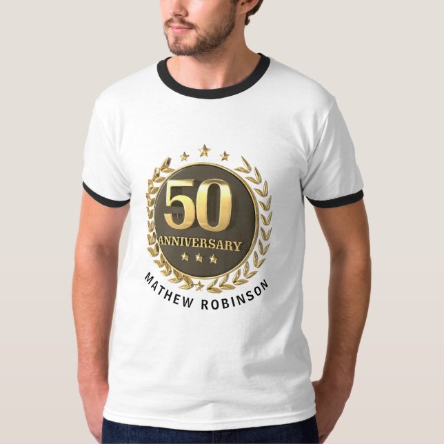 Custom Photo Name Anniversary | Men's Basic Ringer T-Shirt (Front)