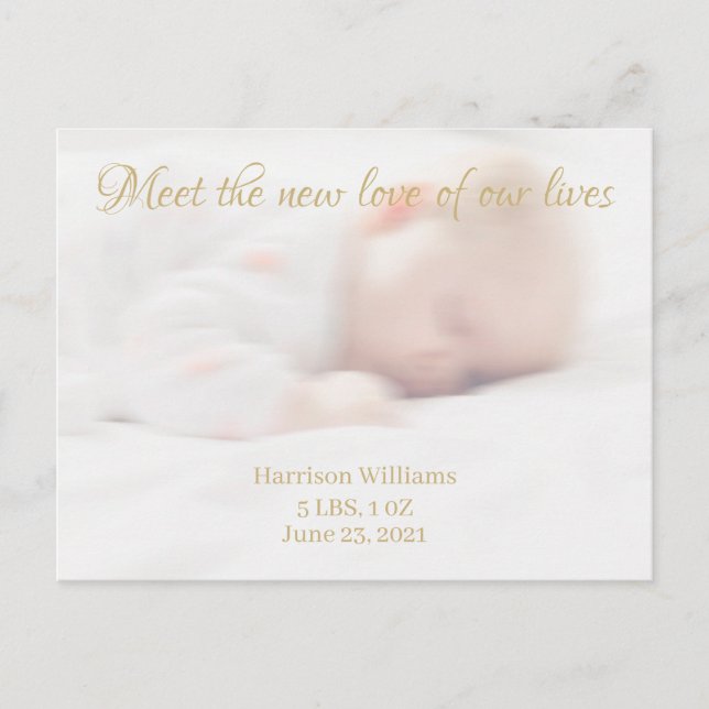 Custom photo name Baby Birth Announcement postcard (Front)