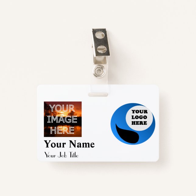 Custom Photo Name Badge Template (Front with Clip)