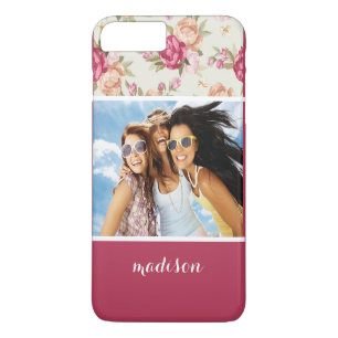 Custom Photo & Name Beautiful Peony Pattern iPhone 8 Plus/7 Plus Case