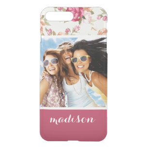 Custom Photo & Name Beautiful Peony Pattern iPhone 8 Plus/7 Plus Case
