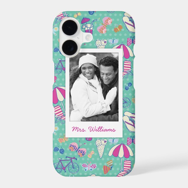 Custom Photo & Name Beautiful Summer Pattern Iphone Case (Back)