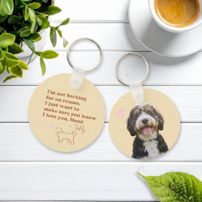 Custom Photo & Name Bernedoodle Mom Keychain Gift (Creator Uploaded)