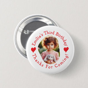 Custom Photo Name Birthday Thank You Favors Button