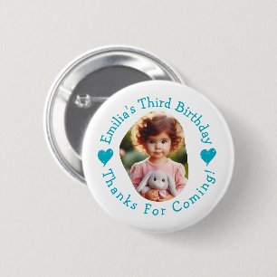 Custom Photo Name Birthday Thank You Favors Button