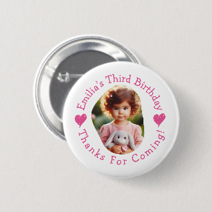 Custom Photo Name Birthday Thank You Favors Button