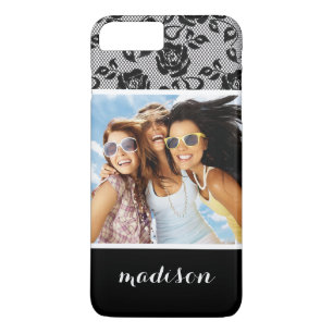 Custom Photo & Name Black lace pattern iPhone 8 Plus/7 Plus Case