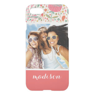 Custom Photo & Name Bright floral pattern iPhone SE/8/7 Case