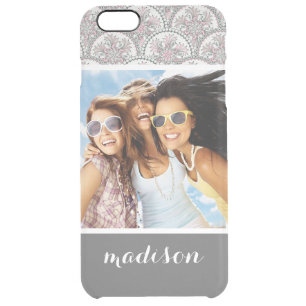 Custom Photo & Name Centle Vintage Pattern Clear iPhone 6 Plus Case