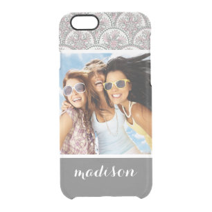 Custom Photo & Name Centle Vintage Pattern Clear iPhone 6/6S Case