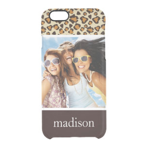 Custom Photo & Name Cheetah skin pattern Clear iPhone 6/6S Case