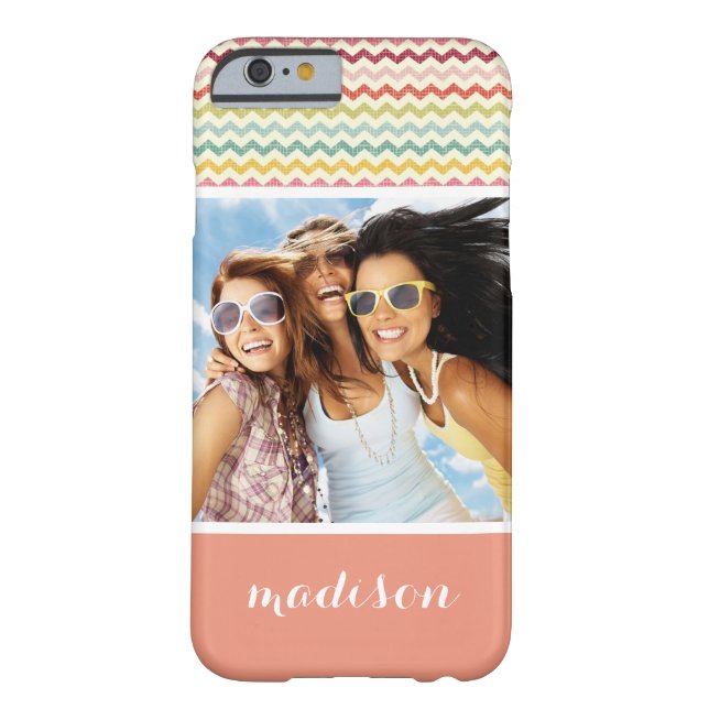 Custom Photo & Name Chevron Pattern 4 Case-Mate iPhone Case (Back)