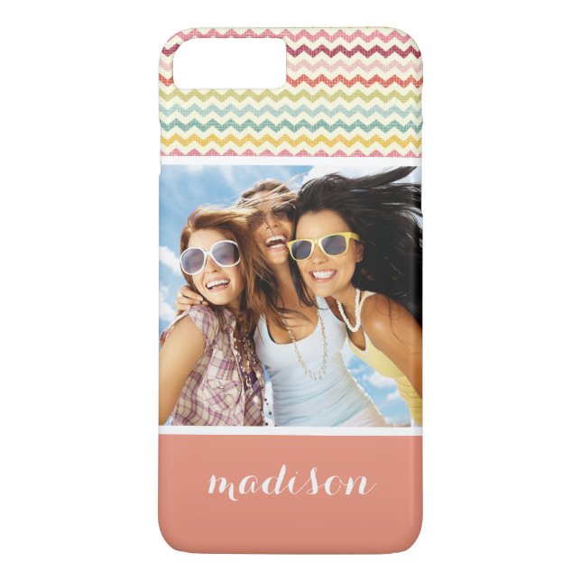 Custom Photo & Name Chevron Pattern 4 Case-Mate iPhone Case (Back)