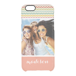 Custom Photo & Name Chevron Pattern 4 Clear iPhone 6/6S Case