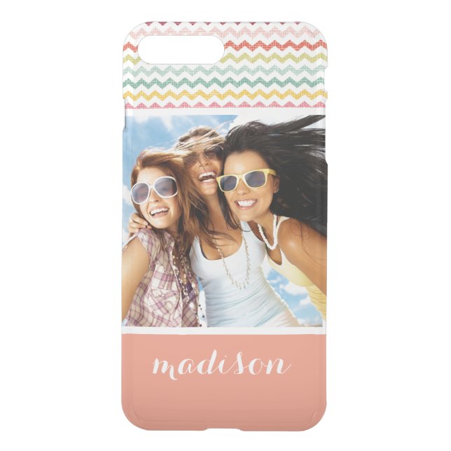 Custom Photo & Name Chevron Pattern 4 Uncommon iPhone Case (Back)