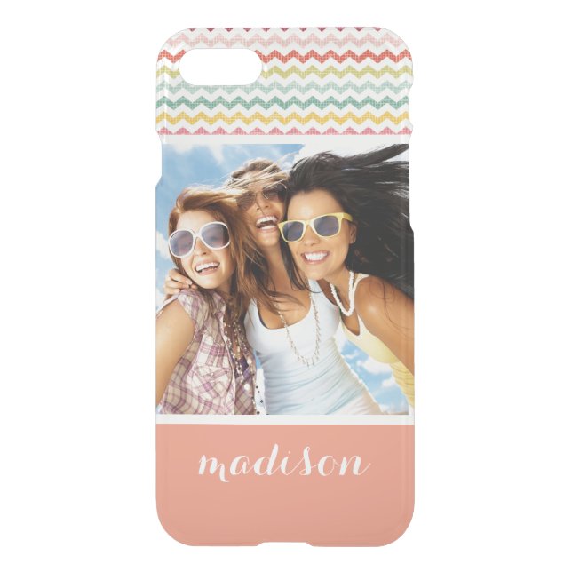 Custom Photo & Name Chevron Pattern 4 Uncommon iPhone Case (Back)