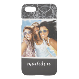 Custom Photo & Name Cogwheels pattern iPhone SE/8/7 Case