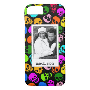 Custom Photo & Name Colorful Skulls pattern iPhone 8/7 Case