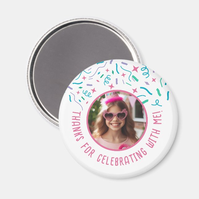 Custom Photo Name Confetti Celebration Thank You  Magnet (Front/Back)