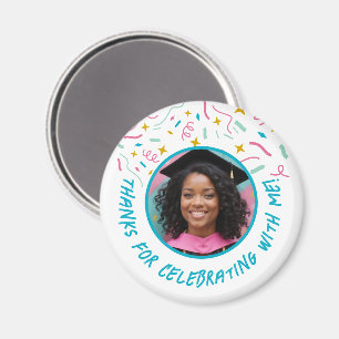 Custom Photo Name Confetti Graduation Thank You  Magnet