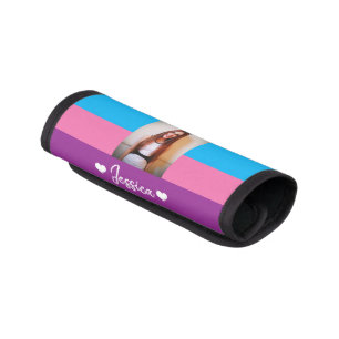 Custom Photo & Name Cute Colorful Rainbow Luggage Handle Wrap