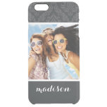 Custom Photo &amp; Name Damask Pattern 6 Clear iPhone 6 Plus Case
