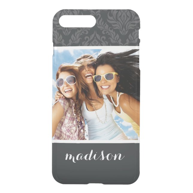 Custom Photo & Name Damask Pattern 6 Uncommon iPhone Case (Back)