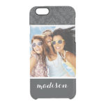 Custom Photo &amp; Name Damask Pattern 6 Clear iPhone 6/6S Case
