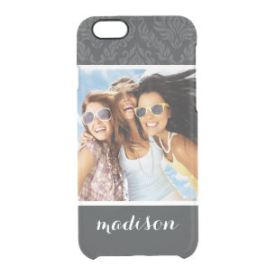 Custom Photo & Name Damask Pattern 6 Clear iPhone 6/6S Case