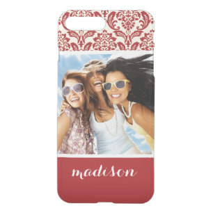 Custom Photo & Name Damask pattern wallpaper iPhone 8 Plus/7 Plus Case
