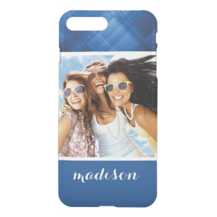Custom Photo & Name Dark blue hi-tech background iPhone 8 Plus/7 Plus Case