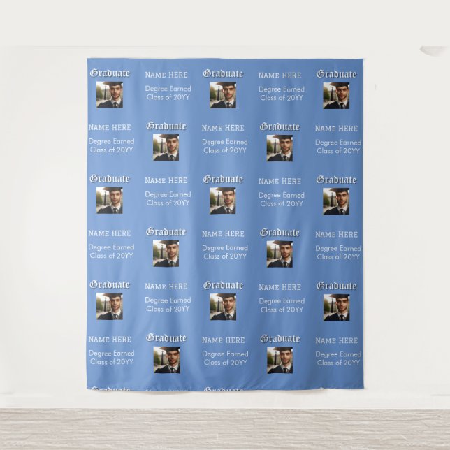 Custom Photo Name Degree Graduation Party Backdrop (Front)