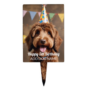 Custom Photo & Name Dog Pet Birthday Cake Topper