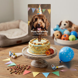 Custom Photo & Name Dog Pet Birthday Cake Topper