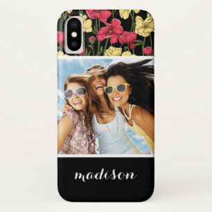 Custom Photo & Name Elegant floral pattern 2 iPhone X Case