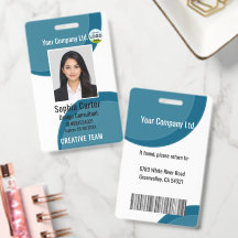 Custom Photo Name Employee ID Badge Blue Ash