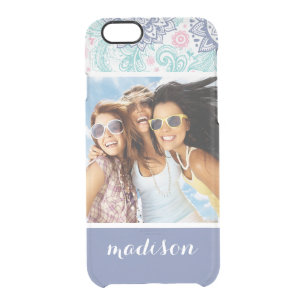 Custom Photo & Name Ethnic Paisley Pattern Clear iPhone 6/6S Case