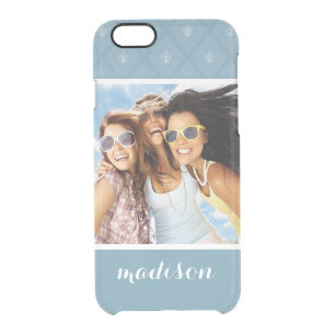 Custom Photo & Name Fleur-de-lis pattern Clear iPhone 6/6S Case