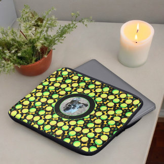 Custom Photo Name Fun Tennis Balls Dog Bones Laptop Sleeve