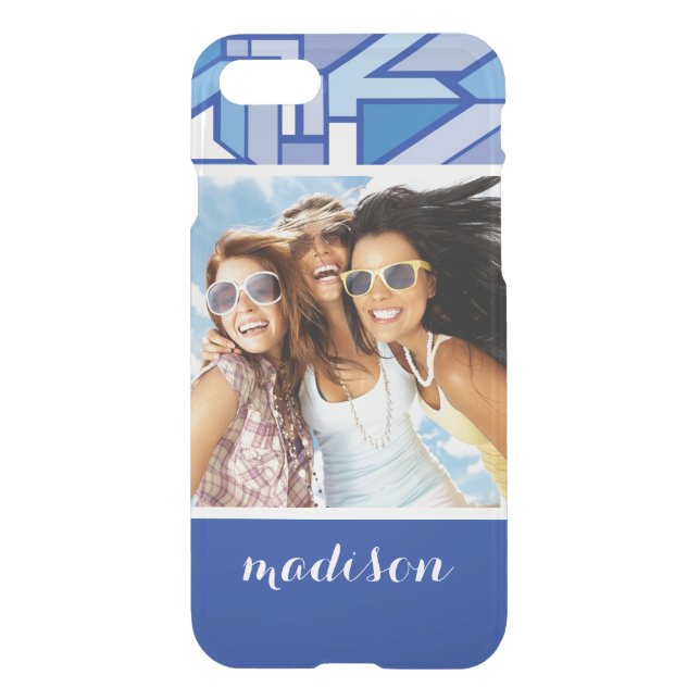 Custom Photo & Name Geometric pattern 2 Uncommon iPhone Case (Back)