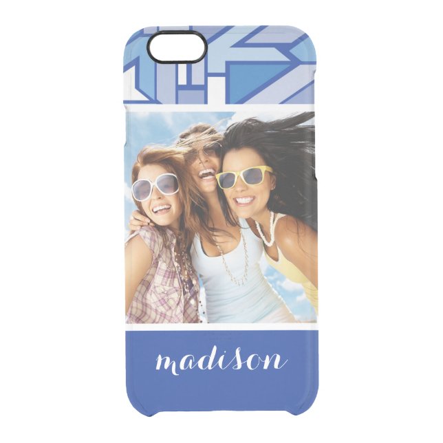 Custom Photo & Name Geometric pattern 2 Uncommon iPhone Case (Back)