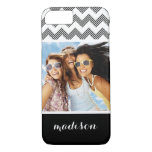 Custom Photo &amp; Name Geometric zigzag pattern iPhone 8/7 Case