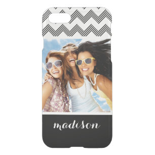 Custom Photo & Name Geometric zigzag pattern iPhone SE/8/7 Case