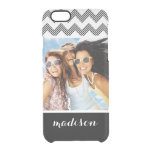 Custom Photo &amp; Name Geometric zigzag pattern Clear iPhone 6/6S Case
