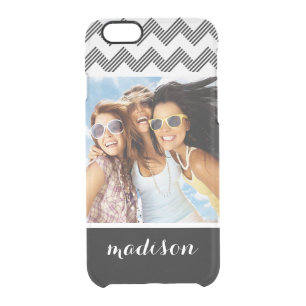 Custom Photo & Name Geometric zigzag pattern Clear iPhone 6/6S Case