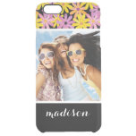 Custom Photo &amp; Name Gerbera flowers pattern Clear iPhone 6 Plus Case