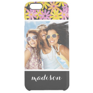 Custom Photo & Name Gerbera flowers pattern Clear iPhone 6 Plus Case