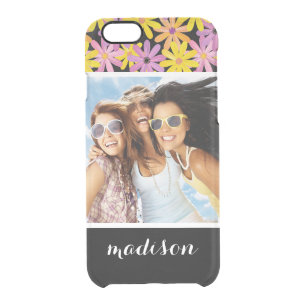 Custom Photo & Name Gerbera flowers pattern Clear iPhone 6/6S Case